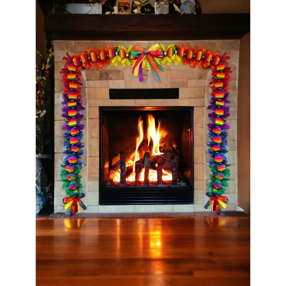 LGBTQ Snow Much Pride Rainbow Snowman Ribbon Christmas Garland Holiday Decor - Picture 5 of 12